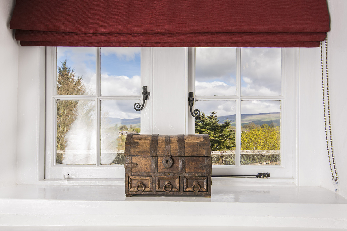 Appleby Castle's Russel Suite bedroom window view of Cumbria