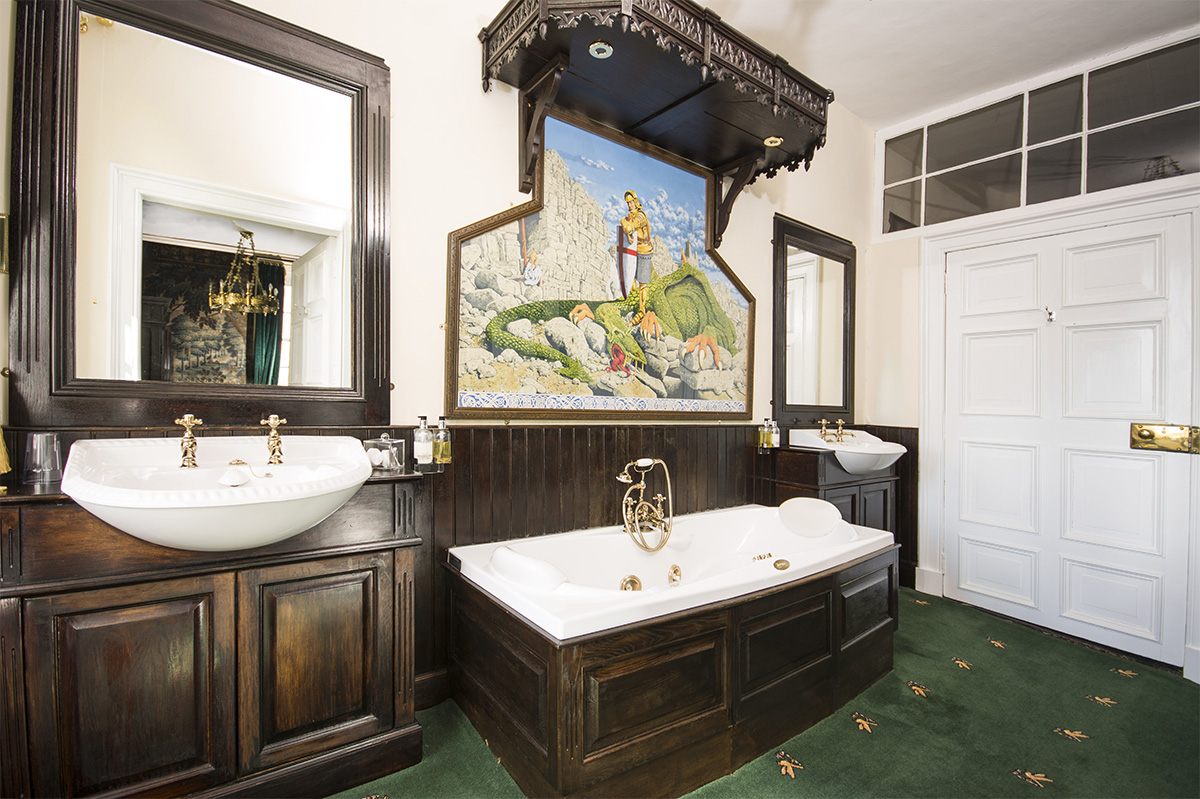 Large stylish bathroom in Appleby Castle in Cumbria